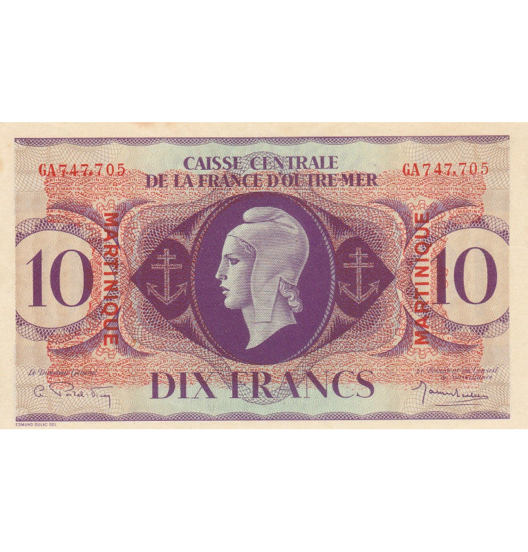 Martinique 10 Francs 1944 Pick 23 NO UNC